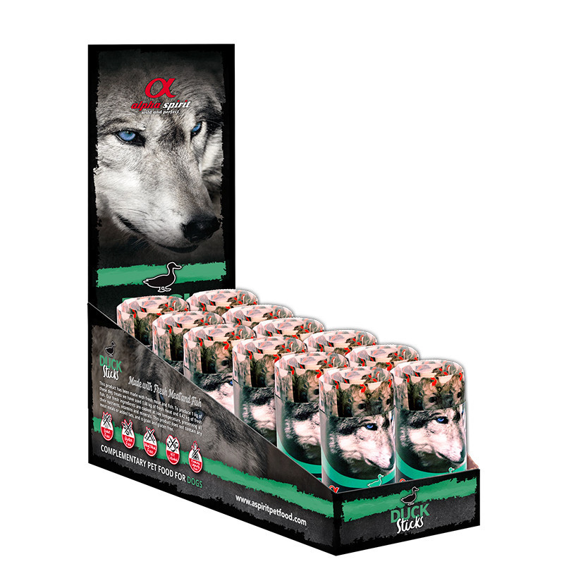 Alpha Ristra de barritas de Pato perro 16 uds (caja x12)