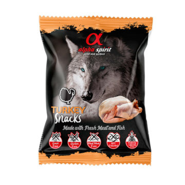 Alpha Spirit Snacks de Pavo perro (24 bolsas x 50g)